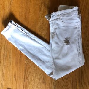 hollister white ripped jeans with zippers